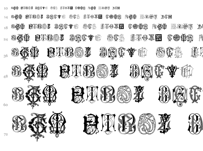 Intellecta Monograms Random Samples Seven font waterfall